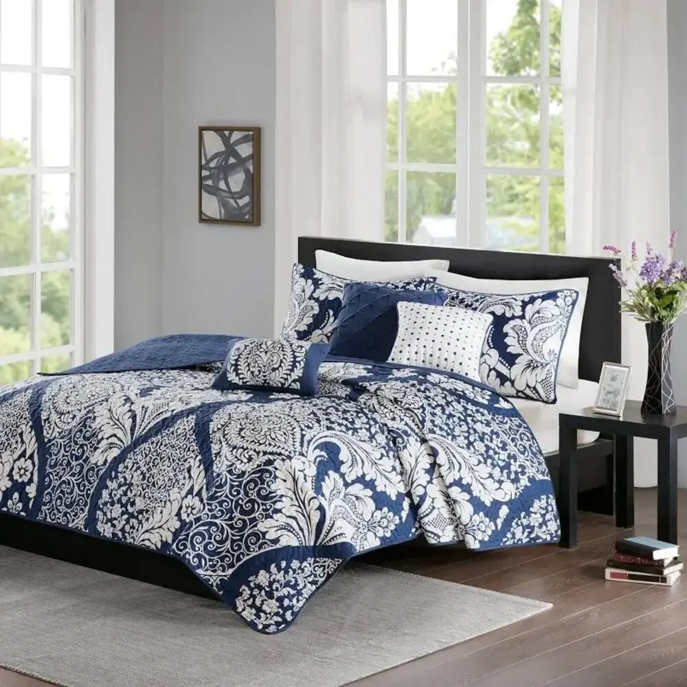 NEW! MadisonPark Marcella 6pc Coverlet Set King/Cal King Indigo